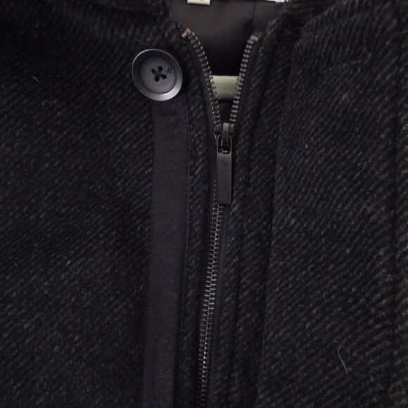 Kenneth Cole Black Coat Wool Blend Zip Button Hooded Quilted Lining Size XL - Picture 3 of 9